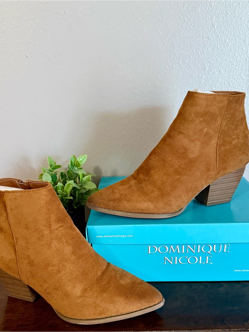 Dominique Chestnut Brown Suede Ankle Booties